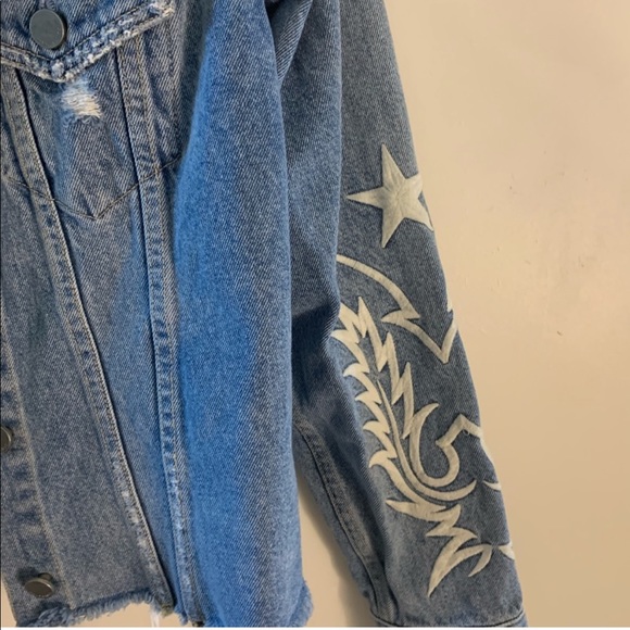 All Saints embroidered jean jacket sz xs - Picture 5 of 8
